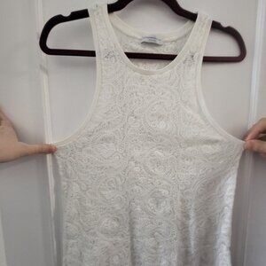 Katherine Barclay White Floral Lace Sleeveless Tank Top - Size Small